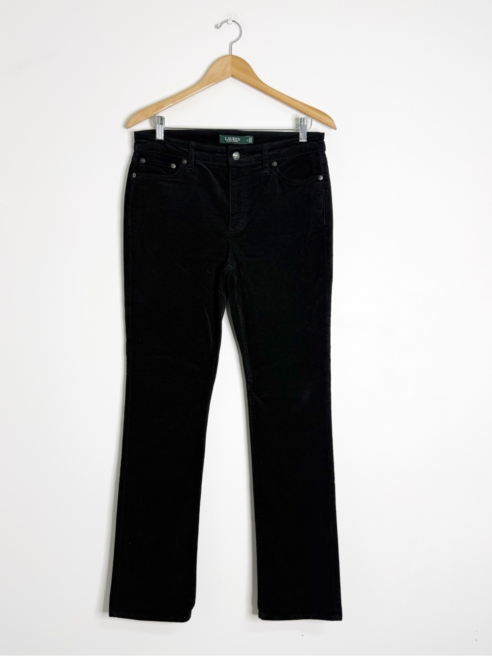 Lauren Ralph Lauren Corduroy Pants Size 8 Black Straight Leg Stretch